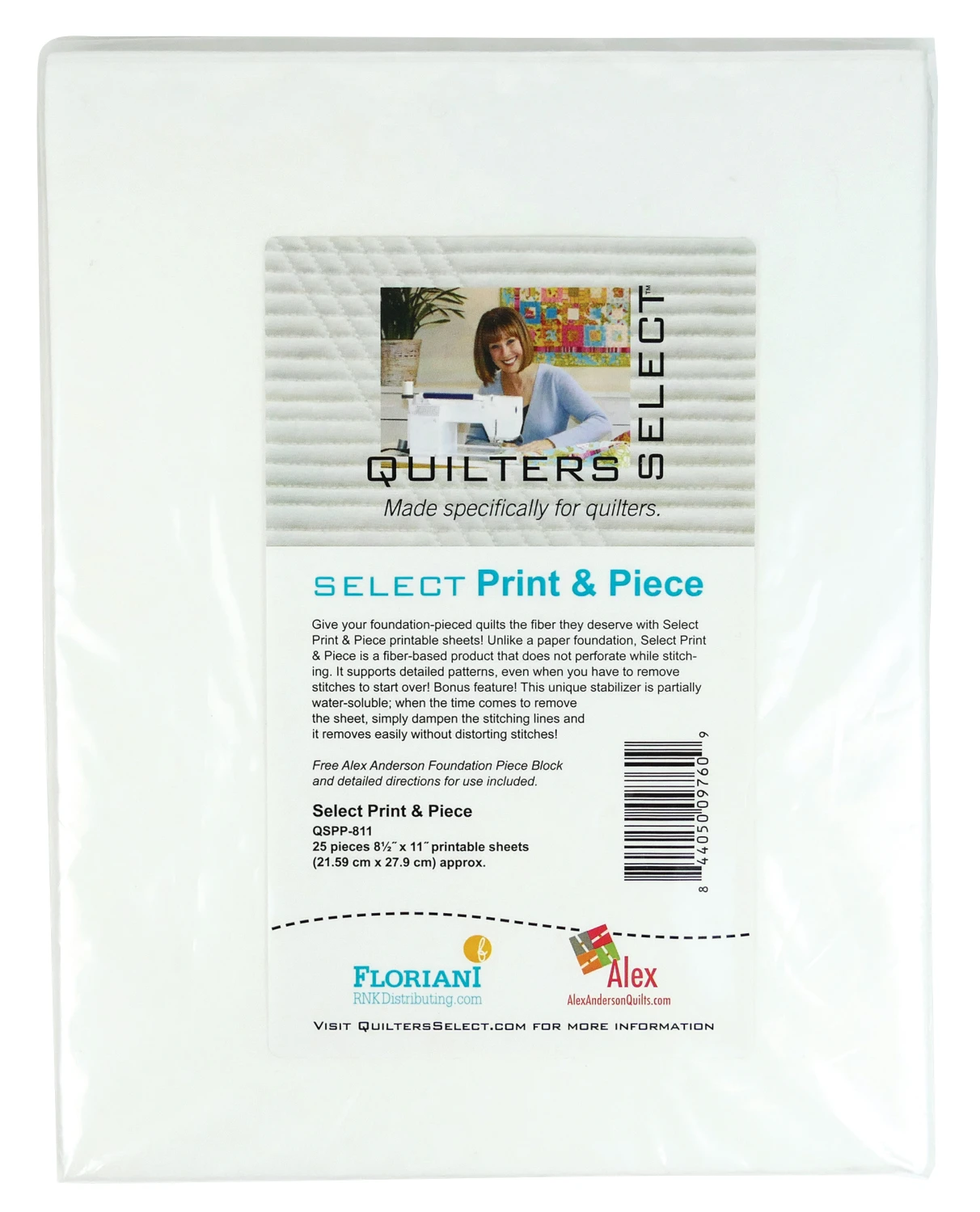 Interfacing, Select Print & Piece Quilt Foundation Fiber - 8 1/2" x 11"