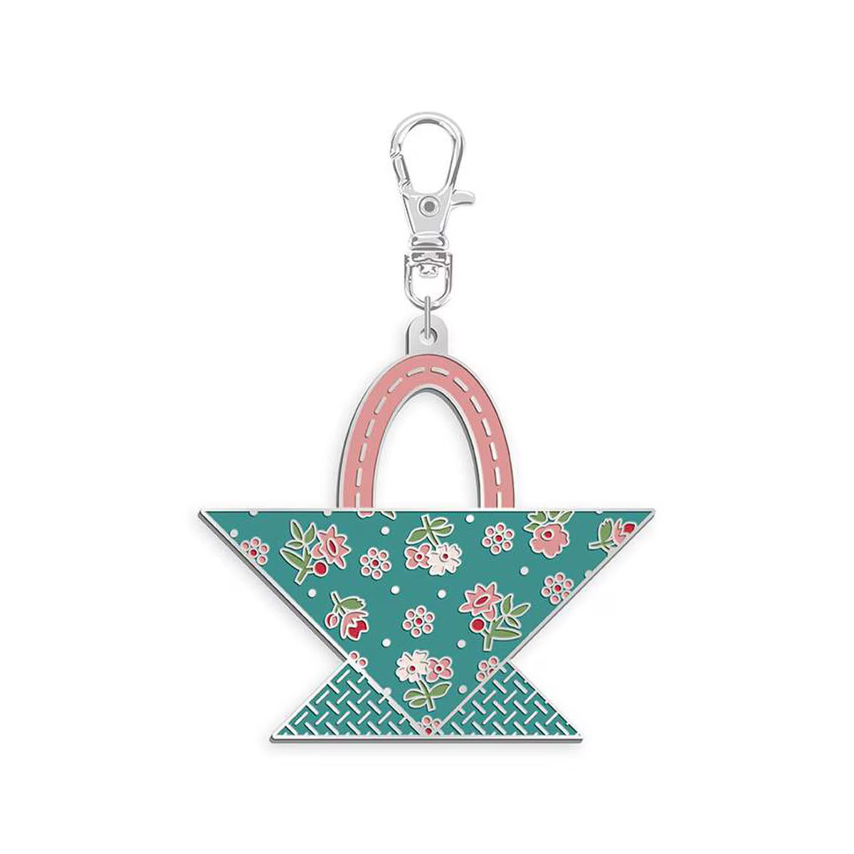 Keyring & Keychain Enamel Happy Charm, Flower Basket by Lori Holt