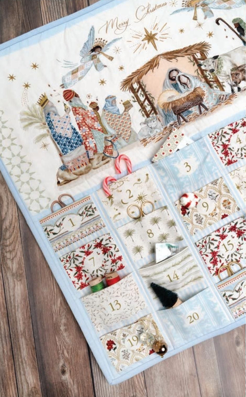 Fabric, Silent Night ADVENT CALENDAR PANEL - Lamb
