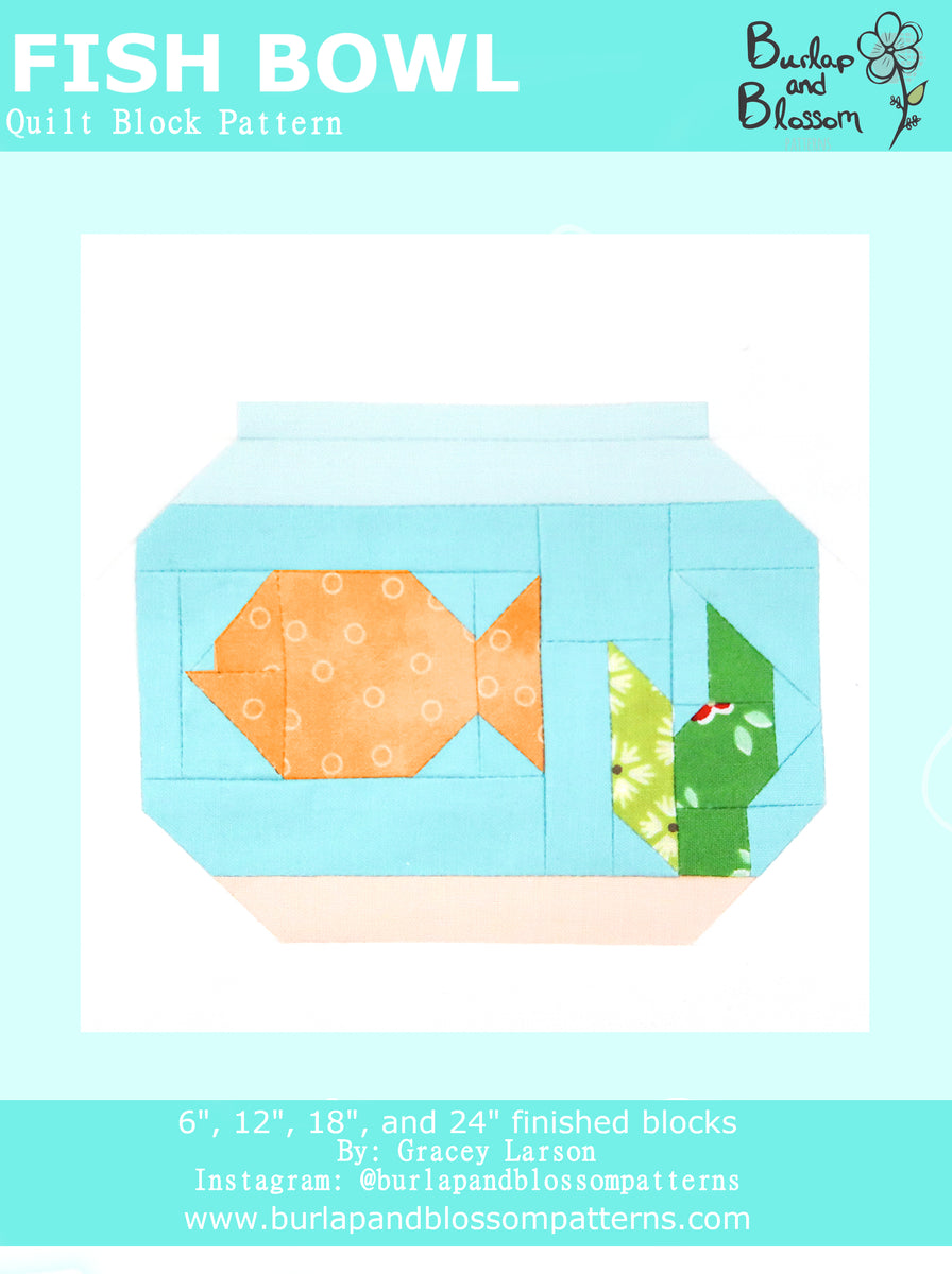 Pattern, Fish Bowl Block by Burlap and Blossom (digital download) The