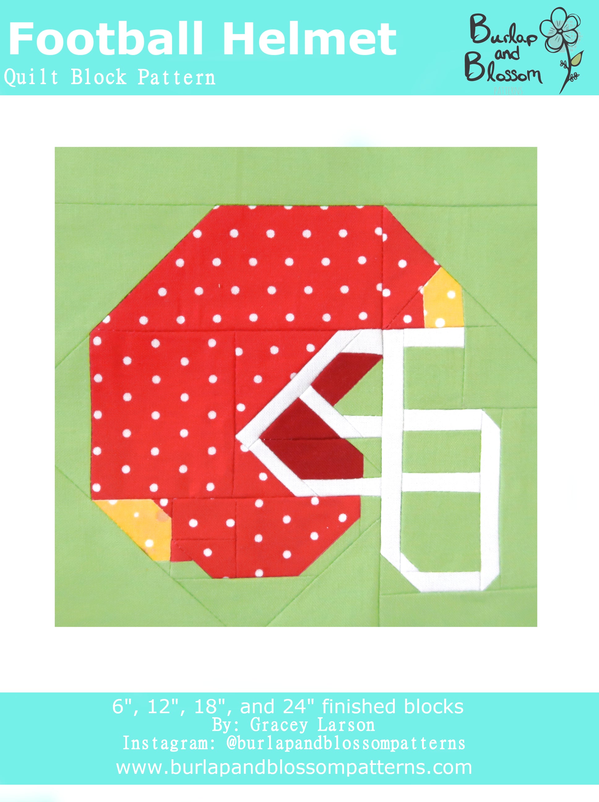 football helmet quilt block