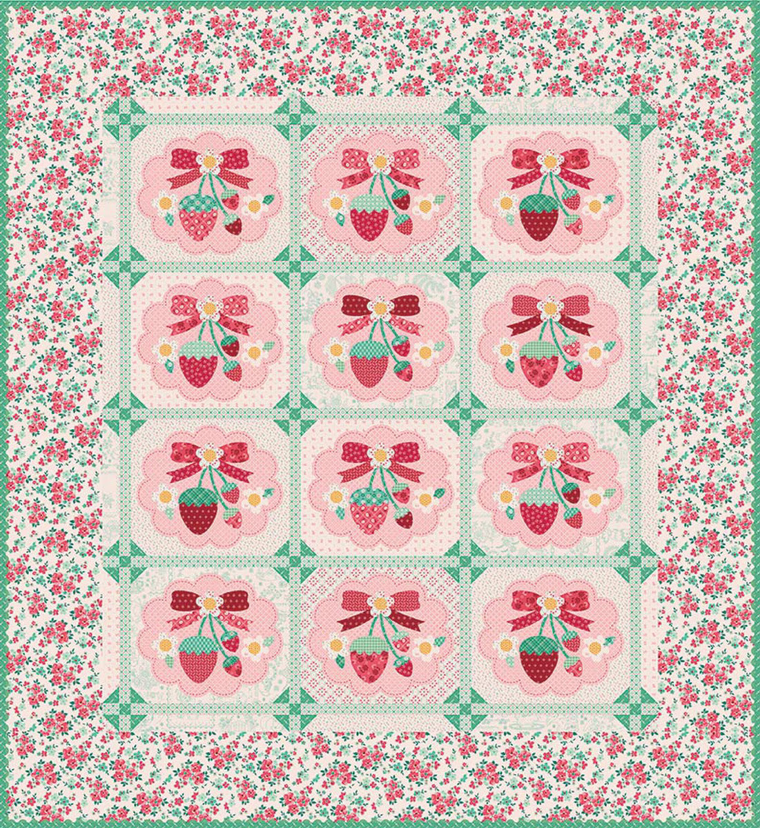 Sew Simple Shapes, Berry & Sage Strawberry Crush by Lori Holt of Bee in My Bonnet