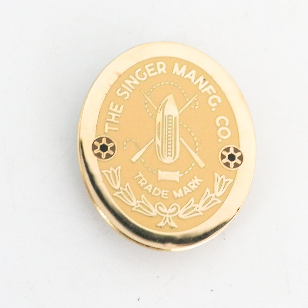 Standard Gold Featherweight badge Pin Pal, Singer's original gold insignia