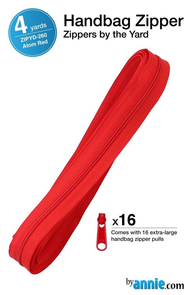 Zipper, ATOM RED Zippers by the Yard - 4 Yards