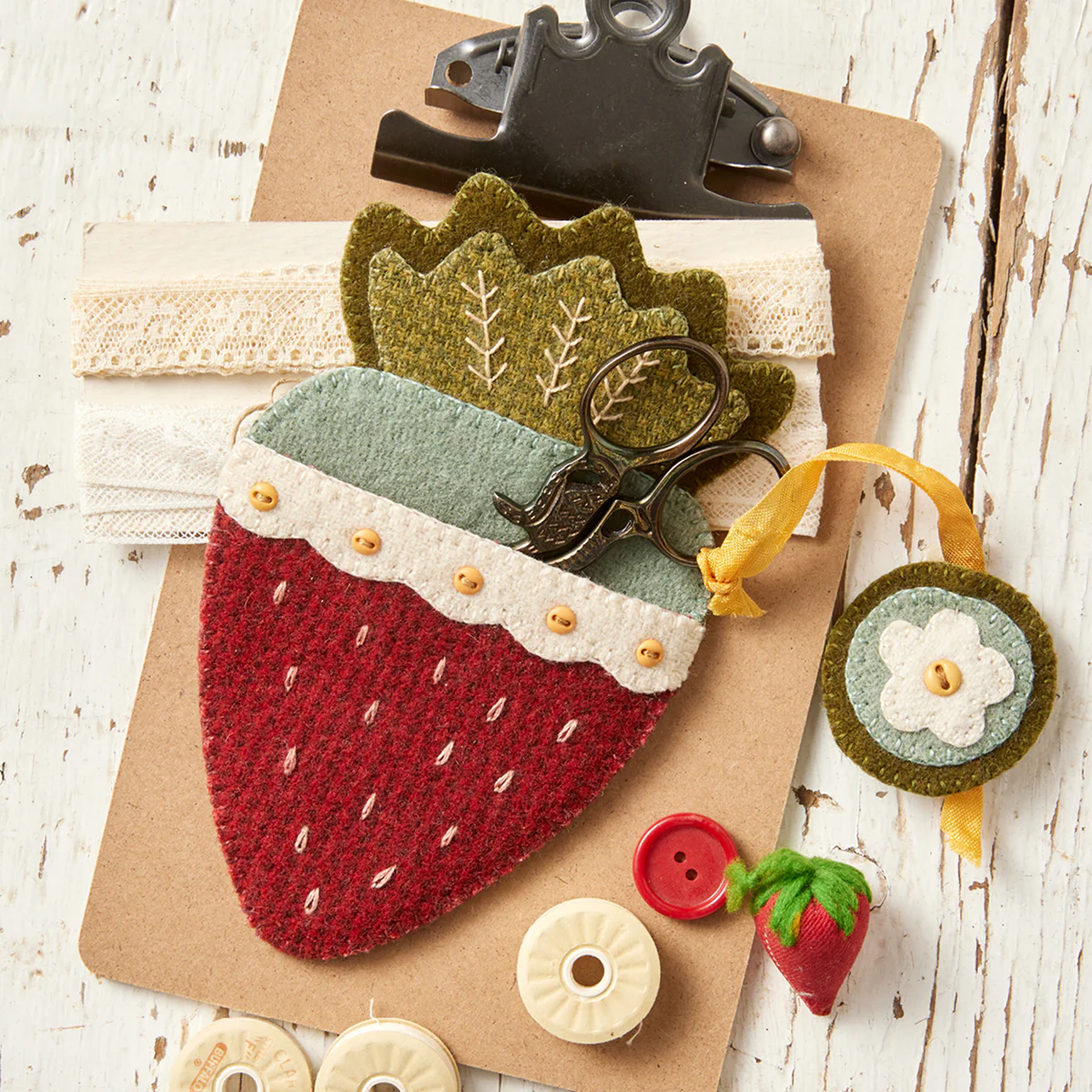 Kit, Wool - Strawberry Scissor Holder & Fob by Buttermilk Basin