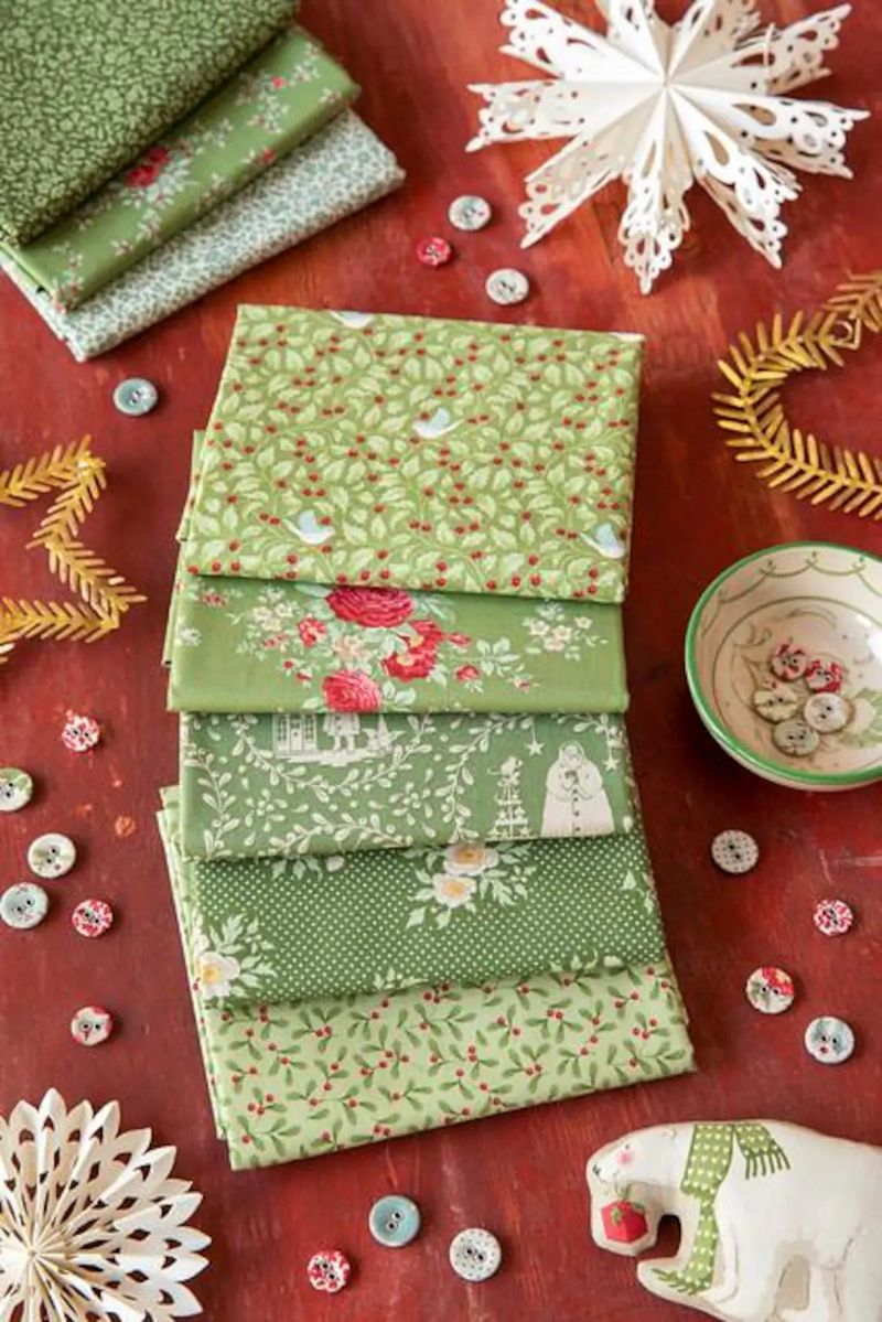 Fabric, Merry Little Christmas Collection GREEN by Tilda - FAT QUARTER BUNDLE