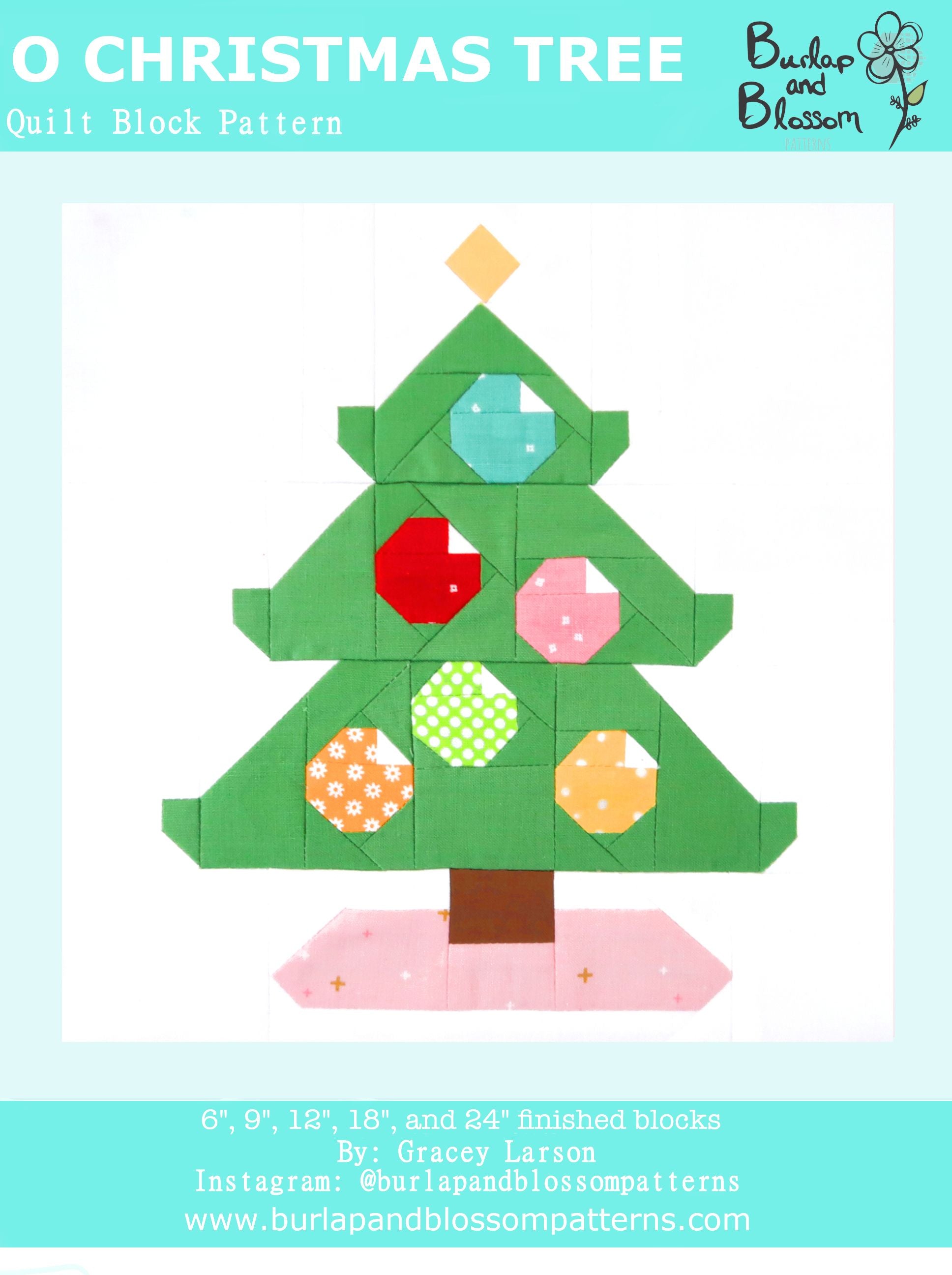 Pattern, O Christmas Tree Quilt Block by Burlap and Blossom (digital download)