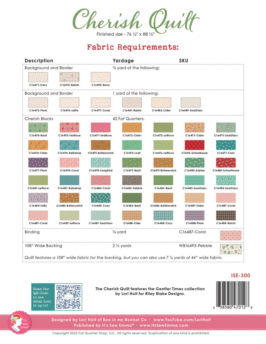 Pattern, Cherish Quilt by Lori Holt