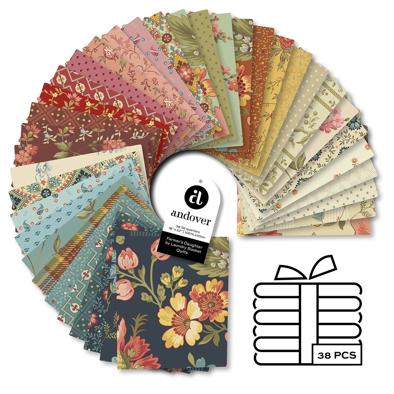 Fabric, Farmer's Daughter by Laundry Basket Quilts - FAT QUARTER BUNDLE