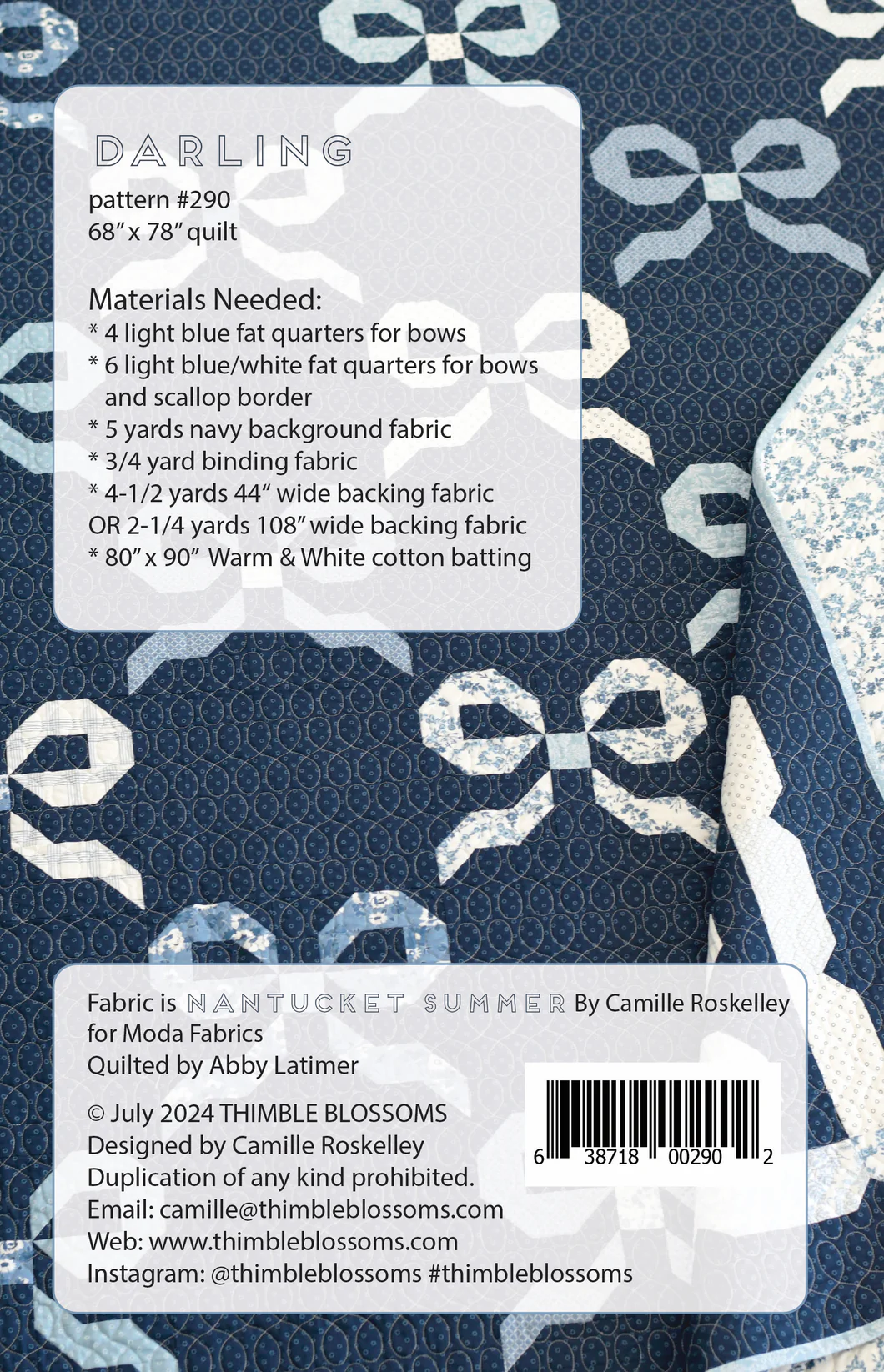 PATTERN, Darling Quilt by Camille Roskelley for Thimble Blossoms