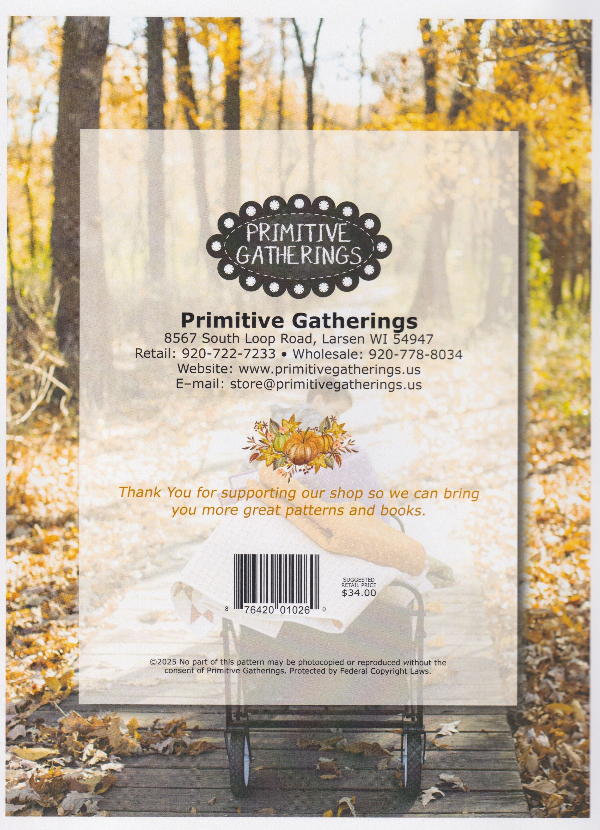 PATTERN BOOK , Pumpkin Spice Gatherings by Lisa Bongean for Primitive Gatherings