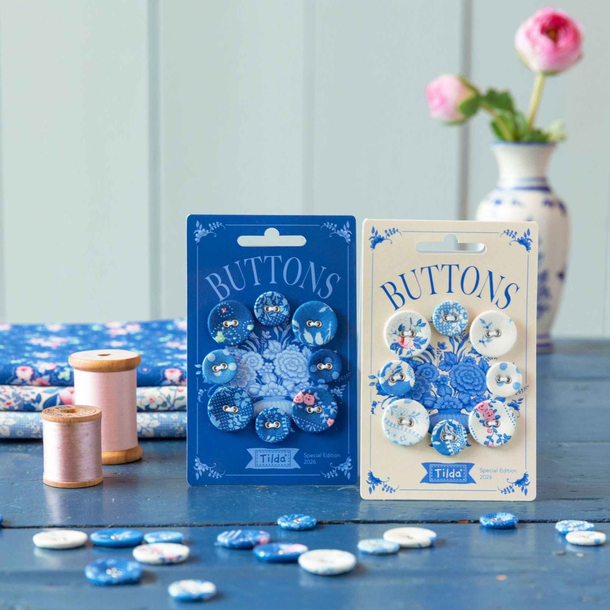 Buttons, Something Blue LIGHT by Tilda - 8 count