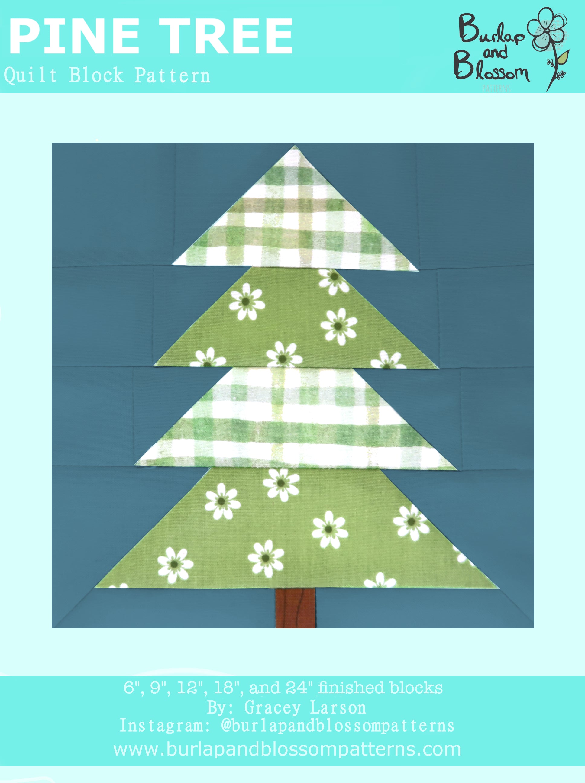 Pattern, Pine Tree Quilt Block by Burlap and Blossom (digital download)
