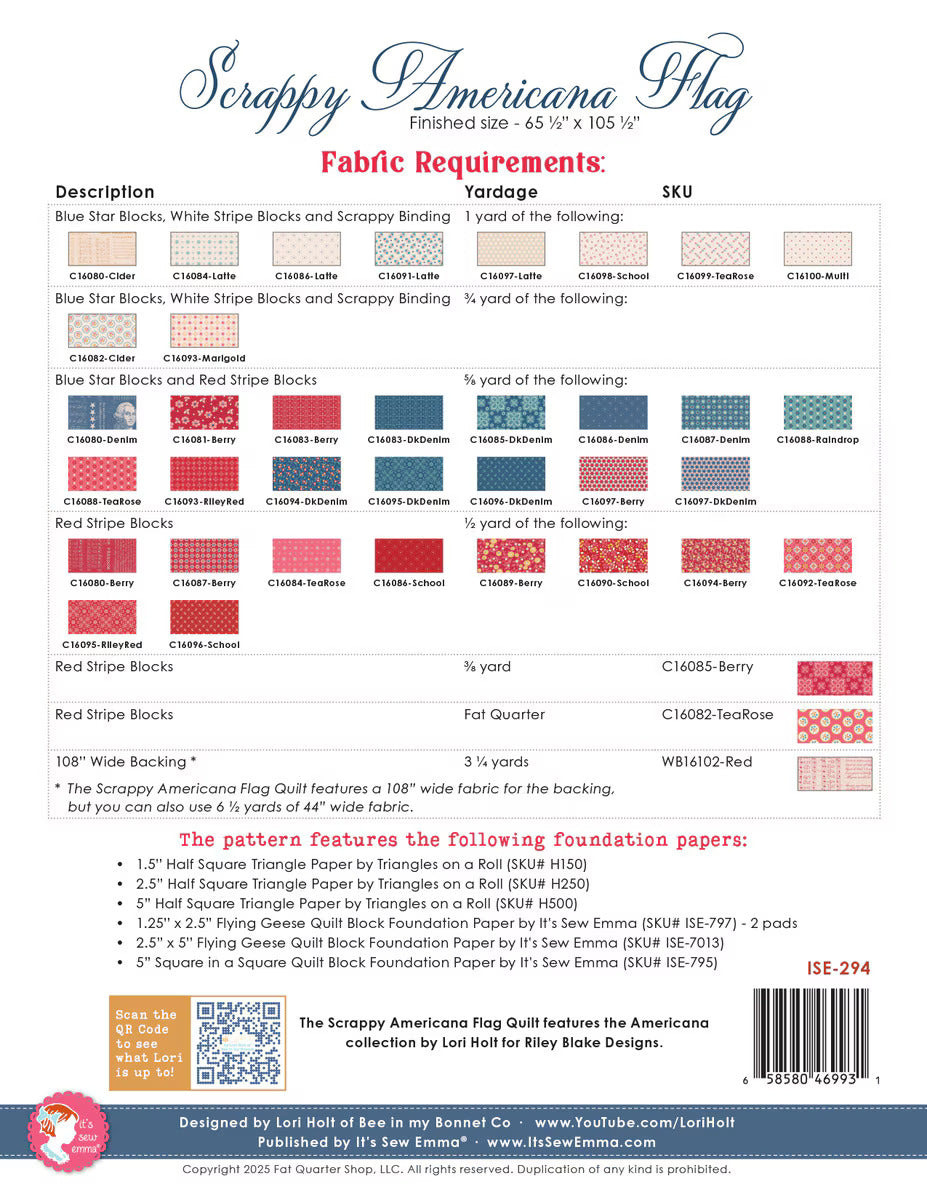 Pattern, Scrappy Americana Flag Quilt by Lori Holt