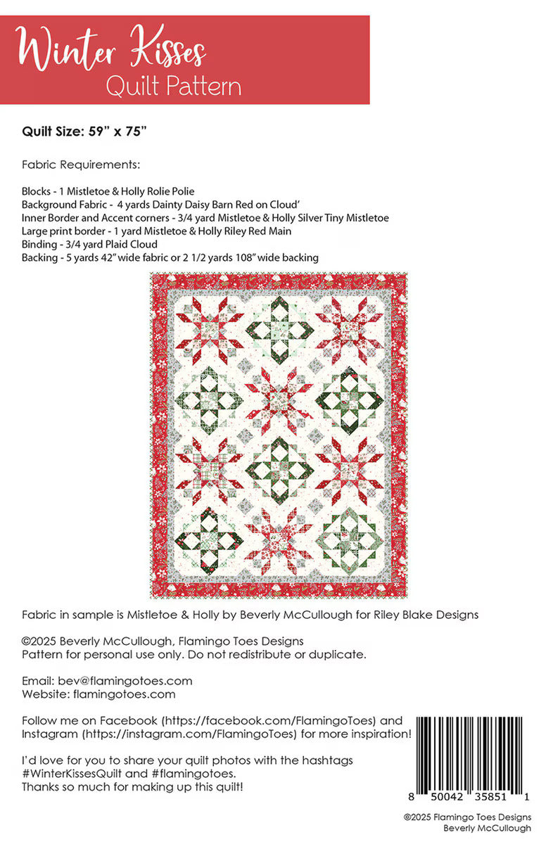 PATTERN, WINTER KISSES Quilt by Beverly McCullough