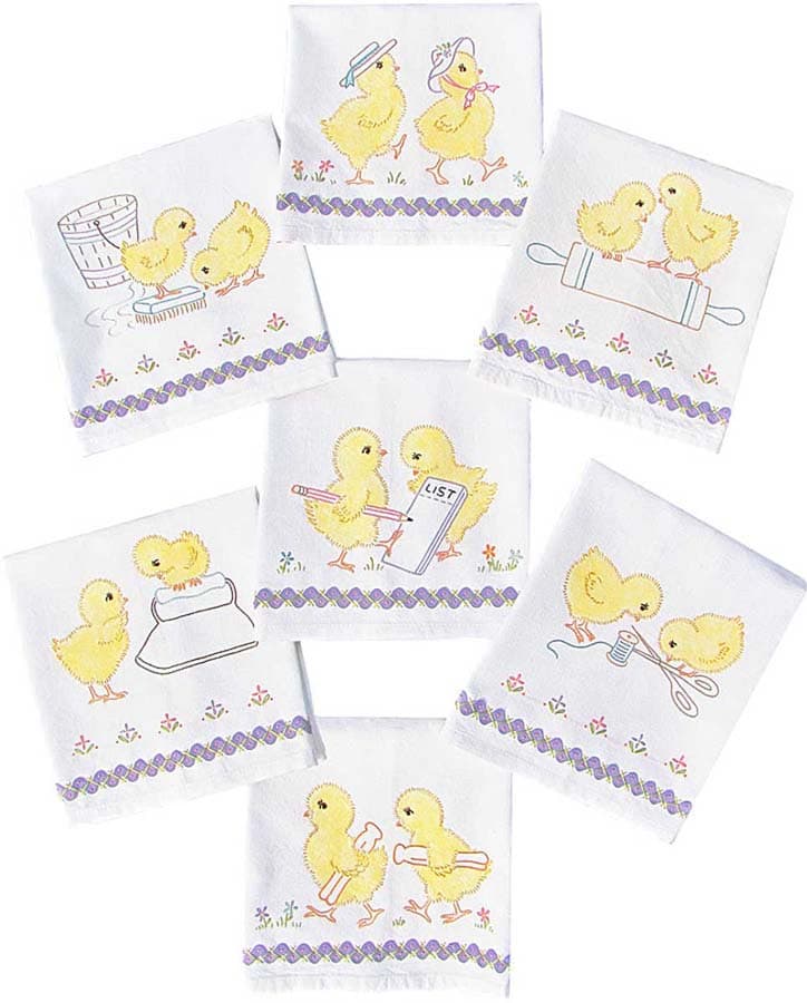 Embroidery Iron-On Transfers, Vintage-Styled Baby Chicks (CHICK TOWELS)