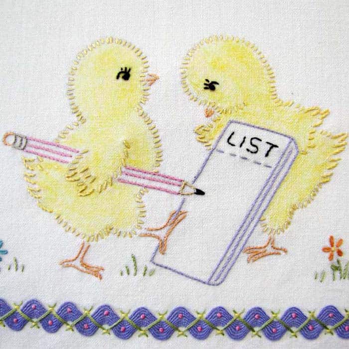 Embroidery Iron-On Transfers, Vintage-Styled Baby Chicks (CHICK TOWELS)