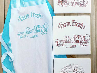 Load image into Gallery viewer, Embroidery Iron-On Transfers, Farm Fresh SET 2 - Sheep, Barn &amp; Rooster