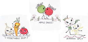 Embroidery Iron-On Transfers, Vintage-Styled Fruits & Veggies
