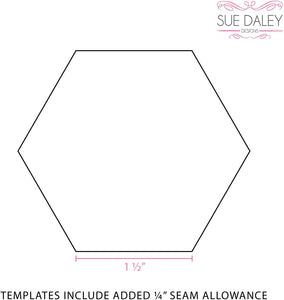 Sue Daley 1 1/2" Hexagon Template For English Paper Piecing