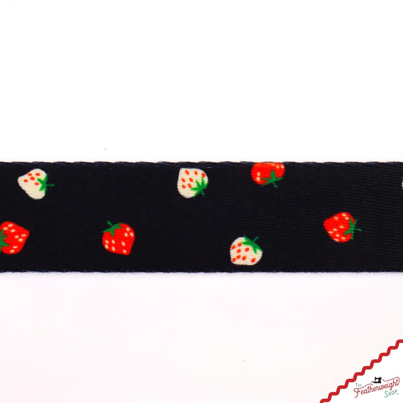 Strapping, MINI BERRY Webbing Black 1" (sold by the yard)