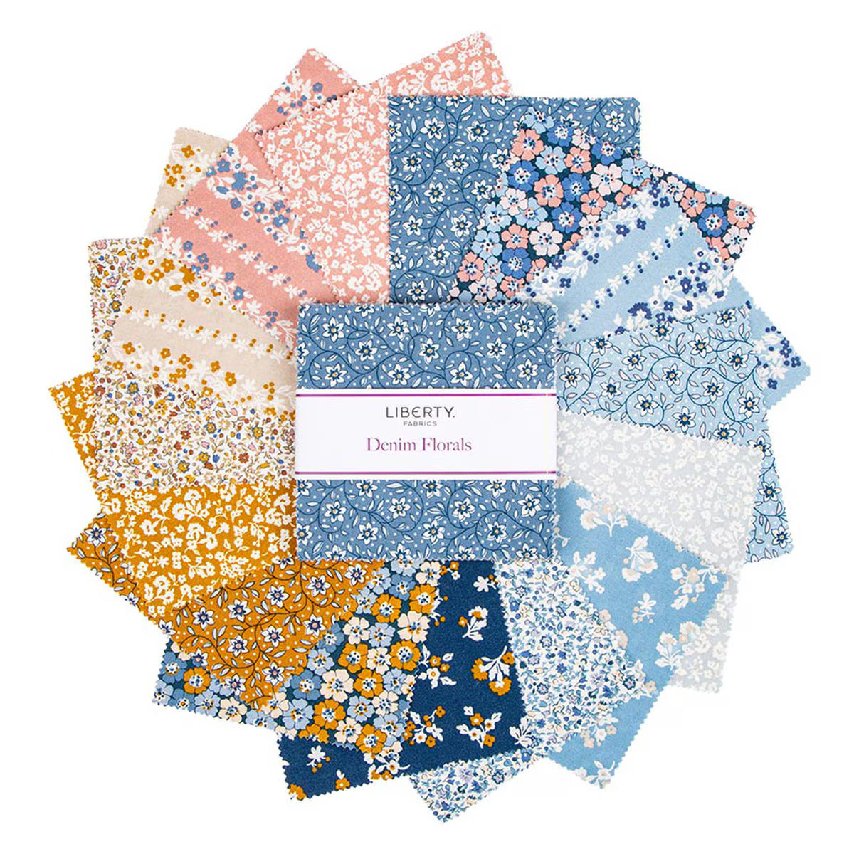 Fabric, Denim Florals by Liberty Fabrics - 5 INCH STACKER