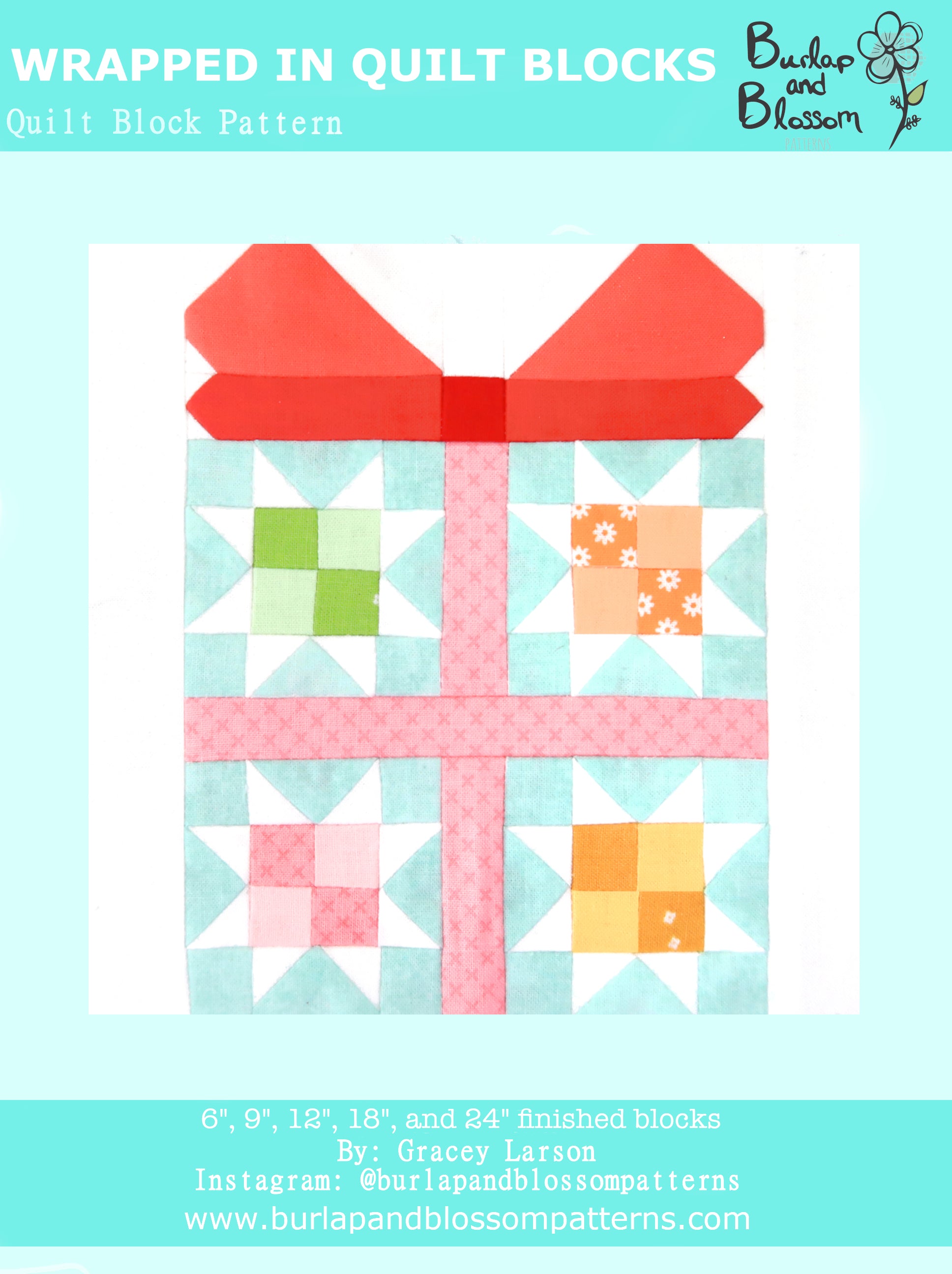 Pattern, Wrapped in Quilts Block by Burlap and Blossom (digital download)