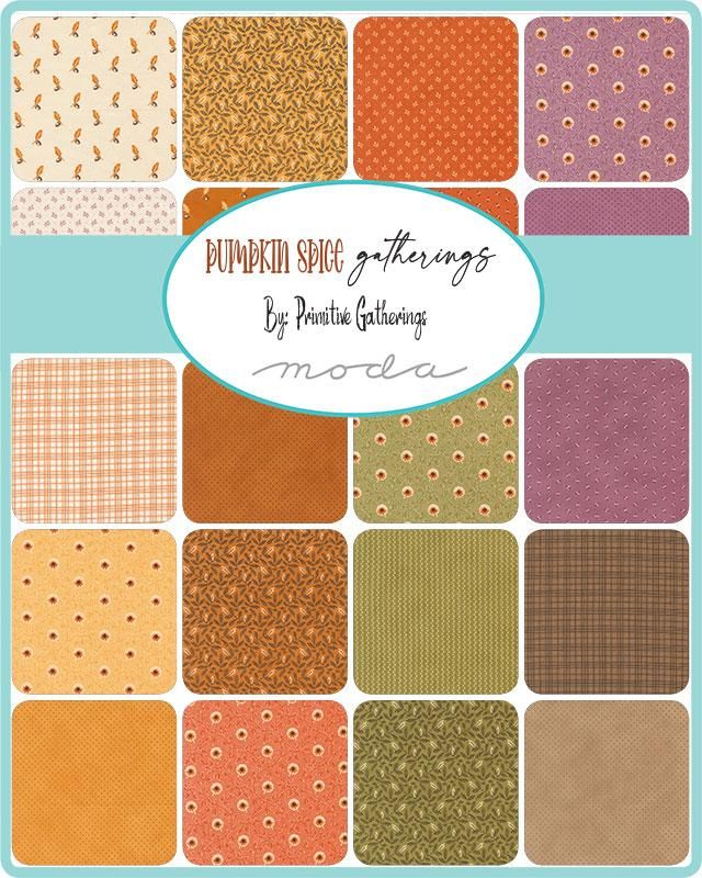Fabric, Pumpkin Spice Gatherings by Primitive Gatherings - JELLY ROLL 2.5" Strips