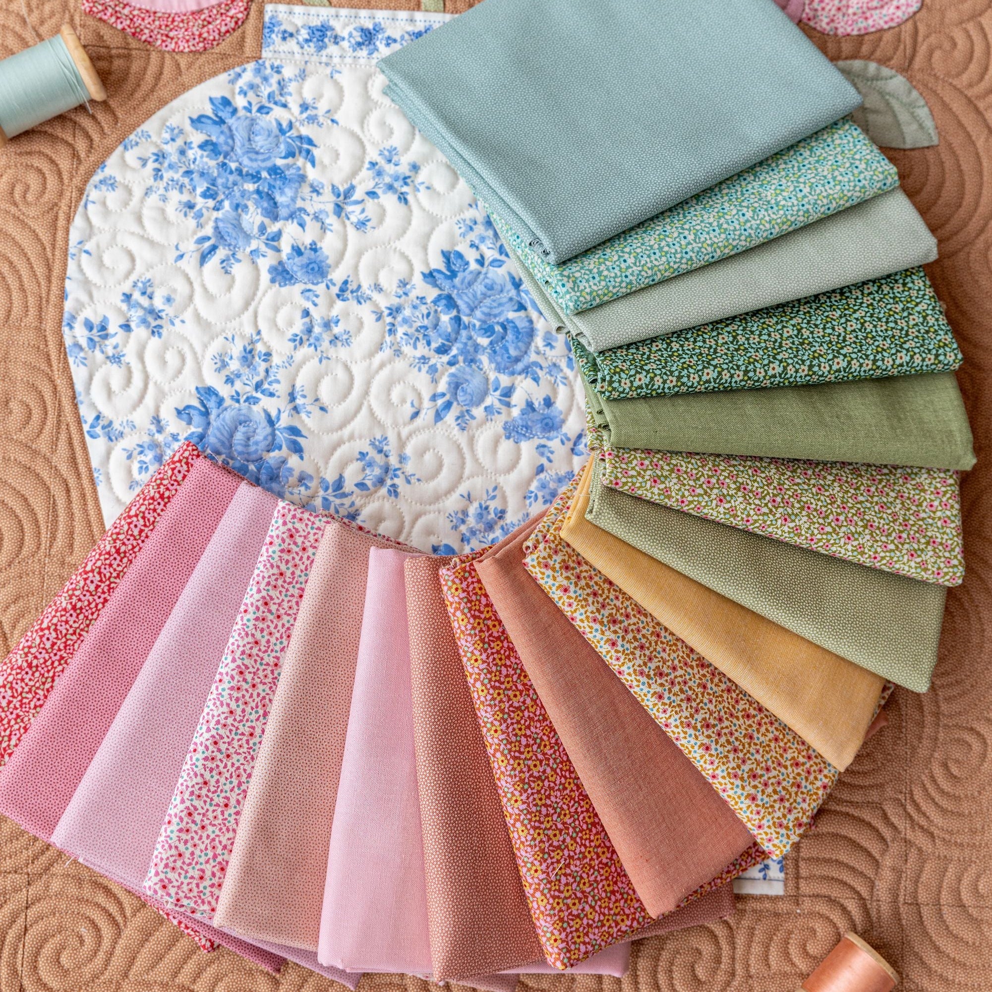 Fabric, Applique Flowers SUMMER Pastels by Tilda - Fat EIGHTH Bundle - 18 Pieces