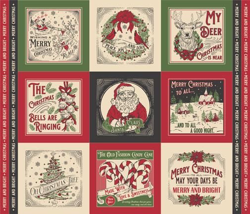 Fabric, Holiday Cheer Christmas - Natural PANEL