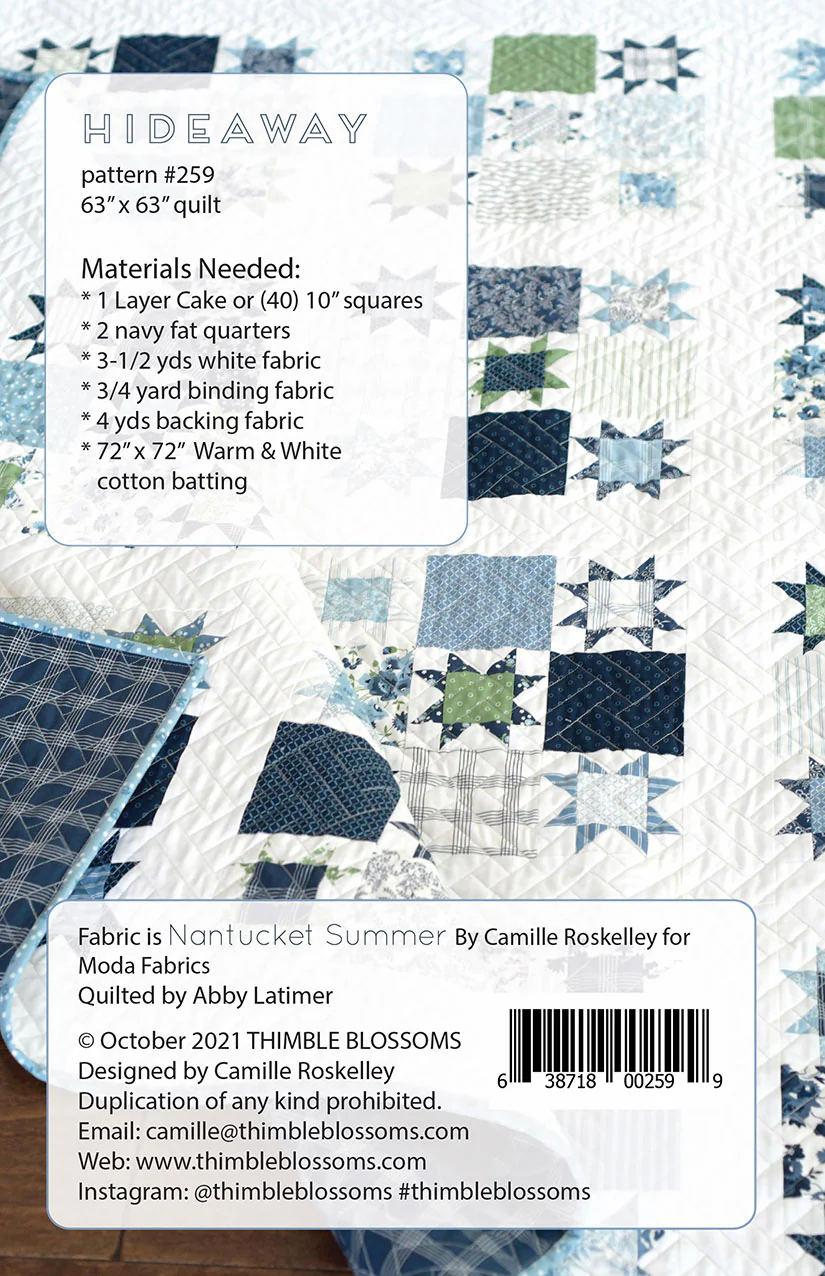 PATTERN, Hideaway Quilt by Camille Roskelley for Thimble Blossoms