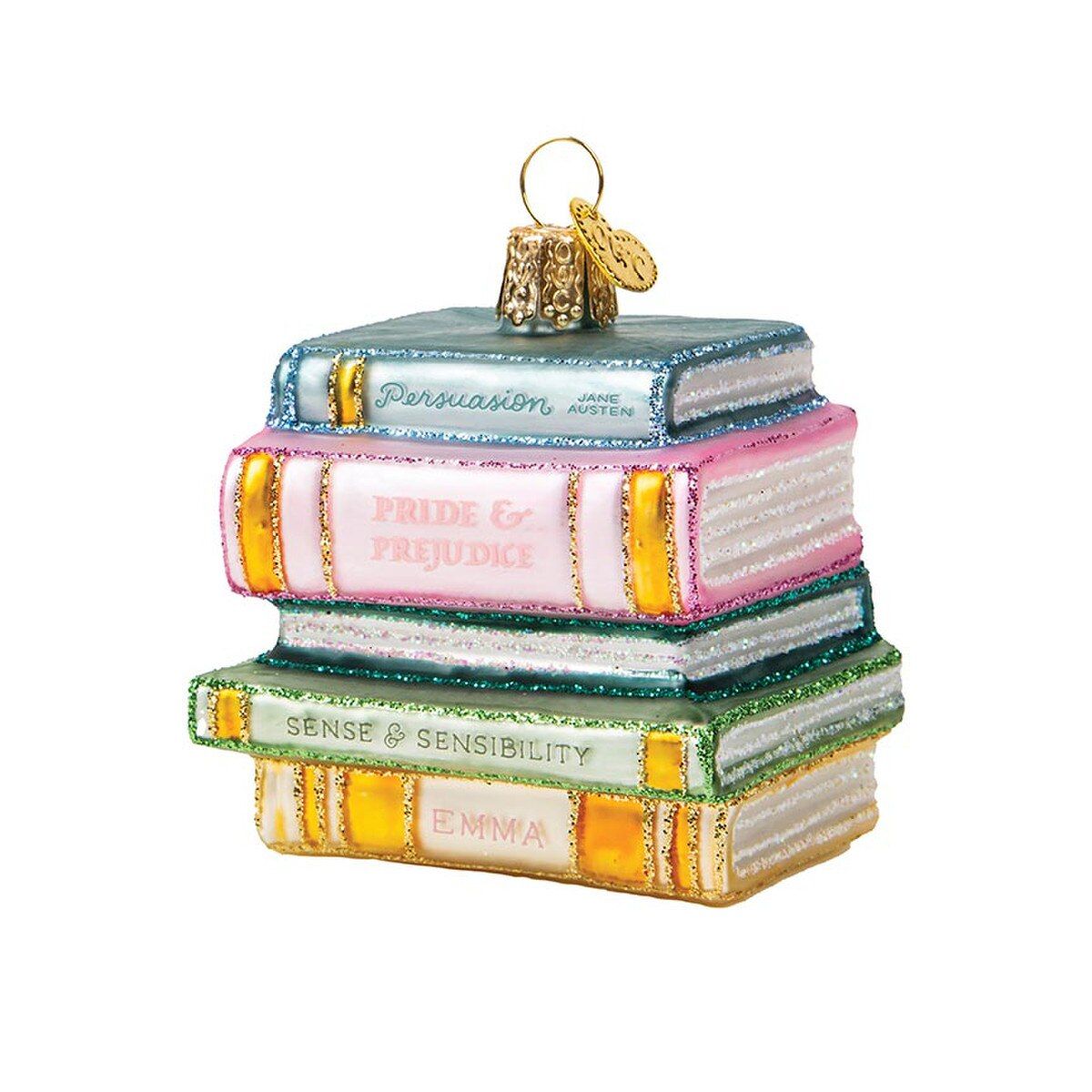 Christmas ORNAMENT, Jane Austen's House Stacked Books