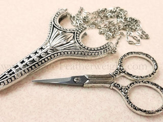 Load image into Gallery viewer, Scissors, Heirloom Embroidery Scissors Chatelaine Necklace