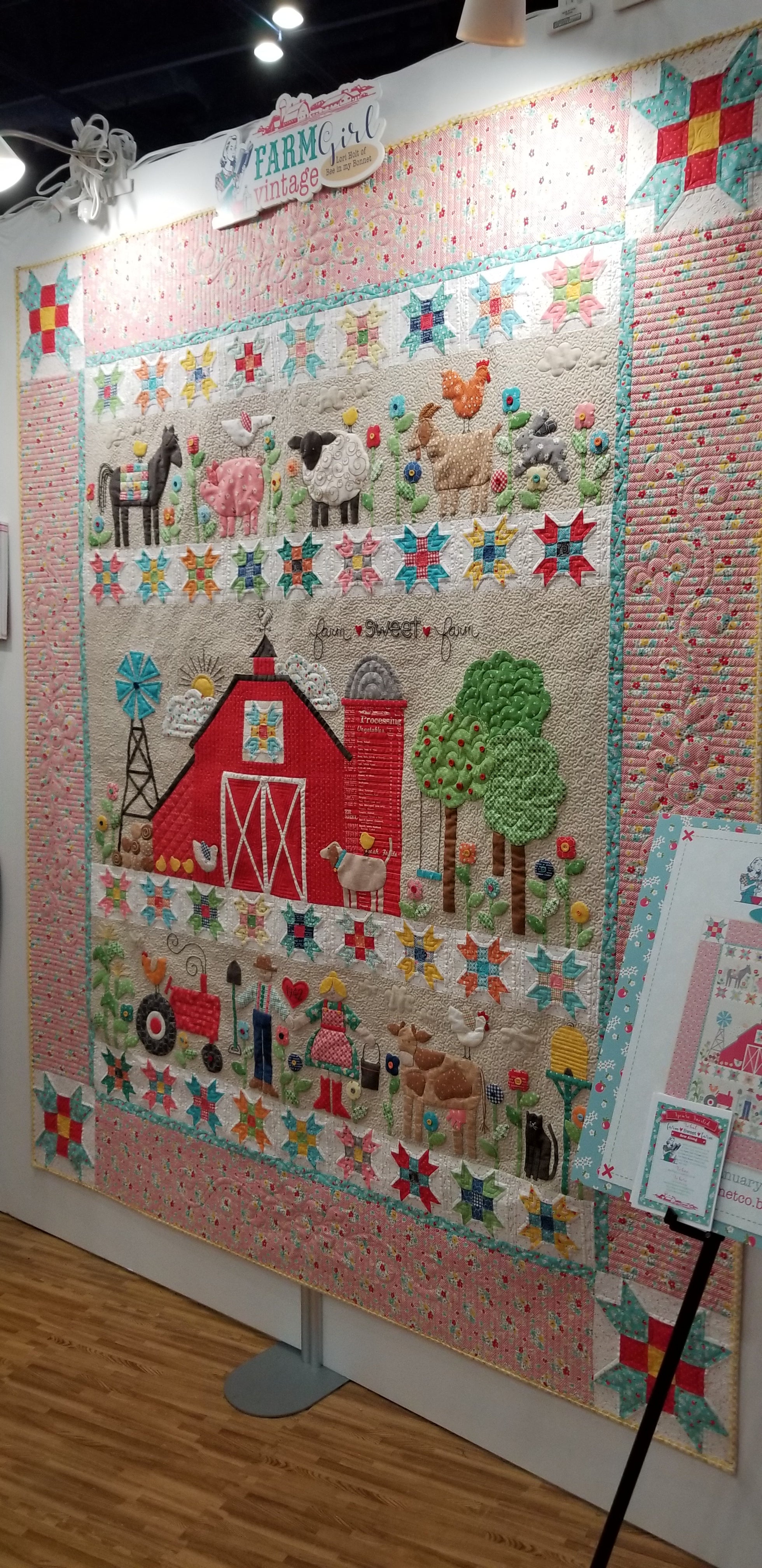 Quilt Kit, "FARM SWEET FARM" Fabric Collection + Applique Templates & Ric Rac - by Lori Holt for Riley Blake