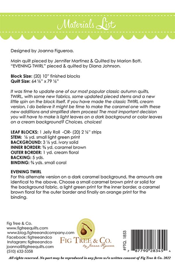 fabrics & yardage needed for twirl quilt