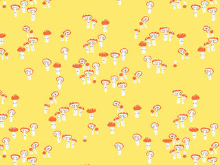 Load image into Gallery viewer, Fabric,  Far Far Away 3 by Heather Ross MUSHROOMS YELLOW (by the yard)