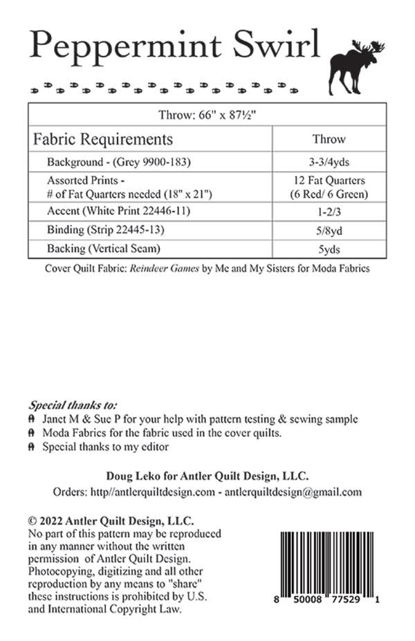 PATTERN, Peppermint Swirl Quilt by Antler Quilt Design