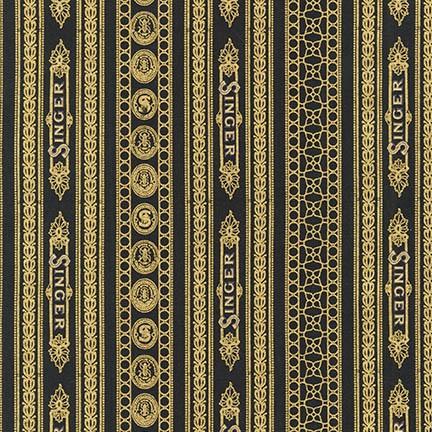 Fabric, Singer Featherweight Sewing Machines - Decals, Singer Gold on Black (Discontinued)