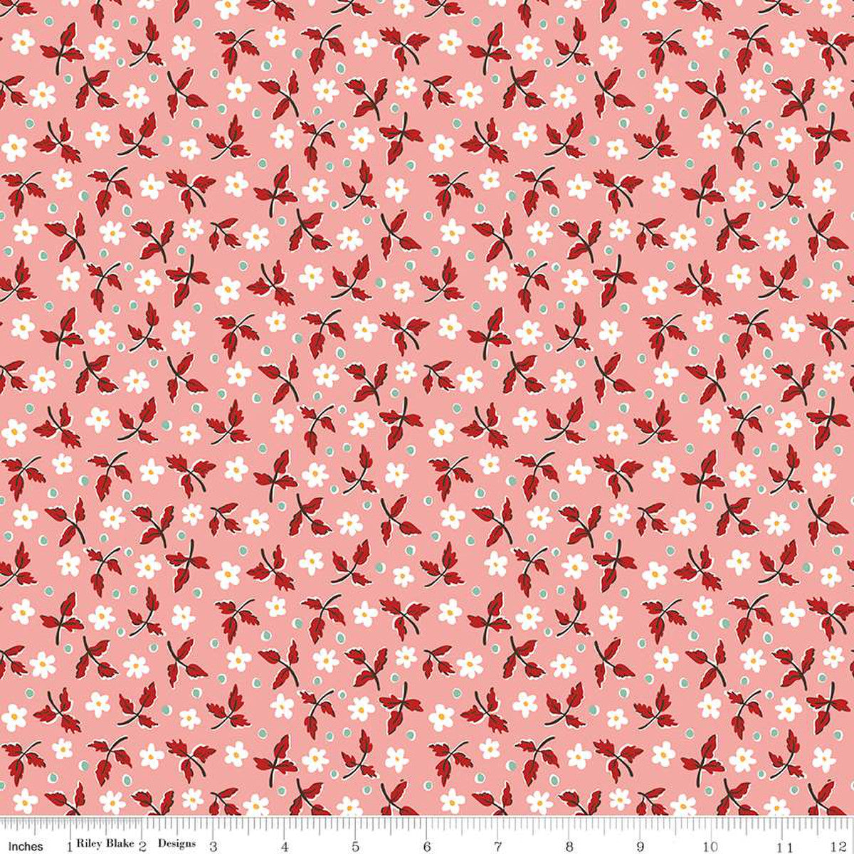 Fabric, Prairie by Lori Holt DRESS HEIRLOOM CORAL (by the yard)