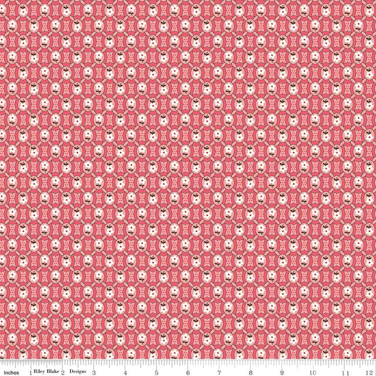 Fabric, Prairie by Lori Holt PIONEER HEIRLOOM CORAL (by the yard)