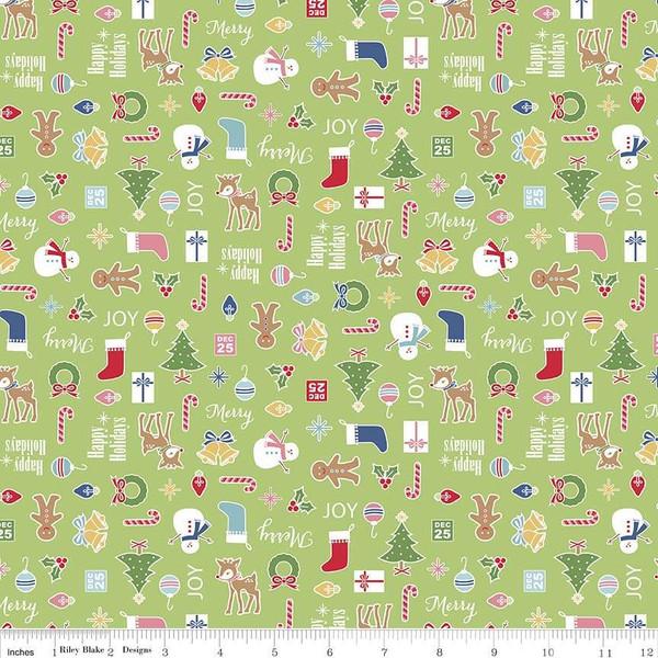 Fabric, COZY Christmas by Lori Holt of Bee in My Bonnet - Main, Green Cozy