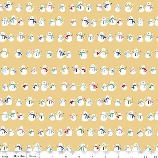 Fabric, COZY Christmas by Lori Holt of Bee in My Bonnet - Snowmen, Yellow (by the yard)