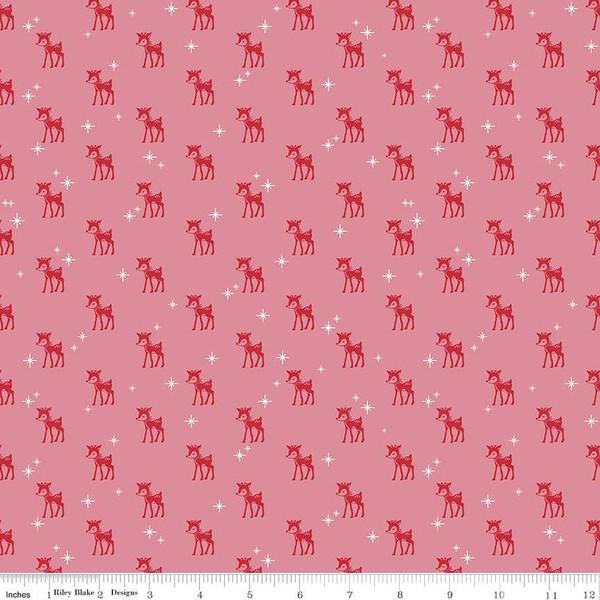 Fabric, COZY Christmas by Lori Holt of Bee in My Bonnet - Reindeer, Pink