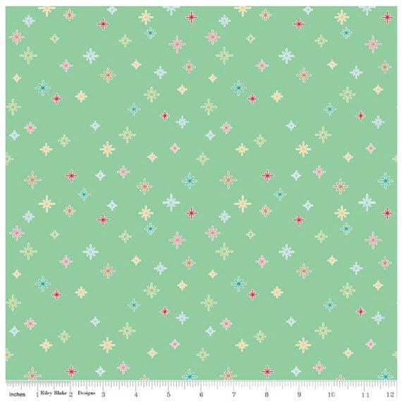 Fabric, COZY Christmas by Lori Holt of Bee in My Bonnet - Sparkle, Mint