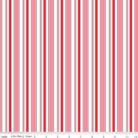 Fabric, Cozy Christmas STRIPE PINK by Lori Holt of Bee in My Bonnet