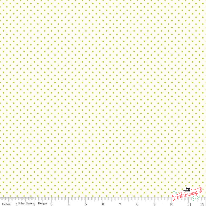 Fabric, Le Creme SWISS DOT LIME BASIC by Riley Blake  (by the yard)