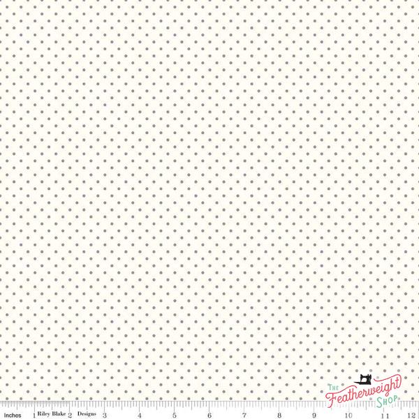Fabric, Le Creme SWISS DOT GRAY BASIC by Riley Blake (by the yard)