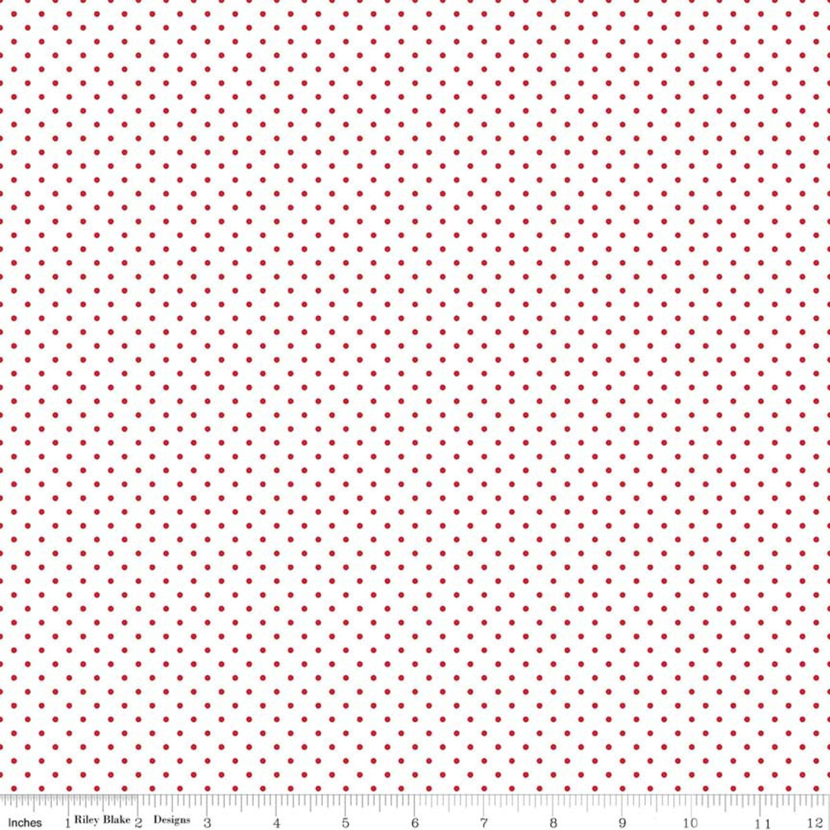 Fabric, SWISS DOT RED ON WHITE BASIC by Riley Blake (by the yard)