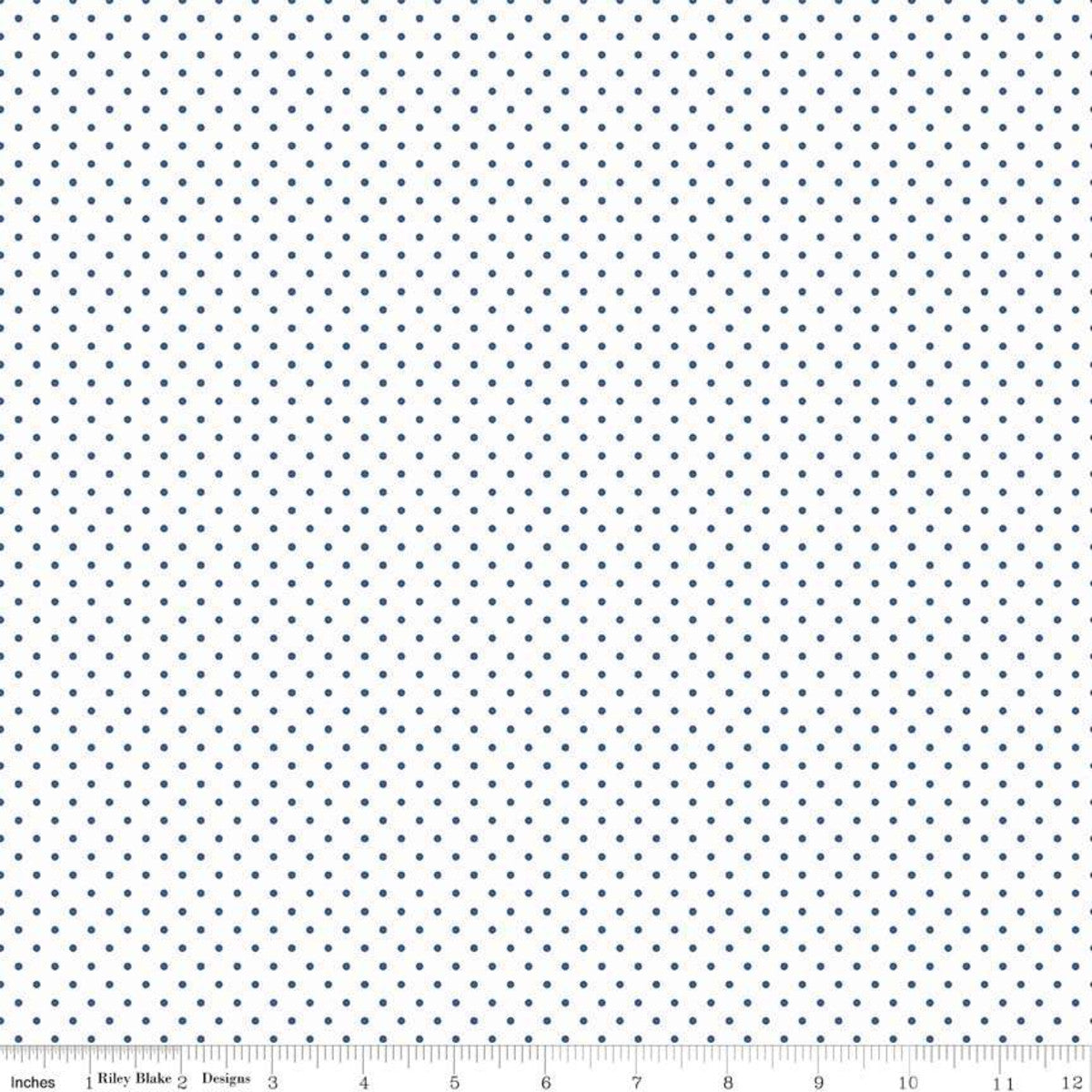 Fabric, SWISS DOT DENIM ON WHITE BASIC by Riley Blake (by the yard)