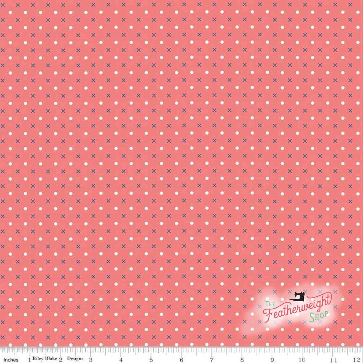 Fabric, Farm Girl Vintage by Lori Holt for Riley Blake - X & O LIPSTICK (by the yard)